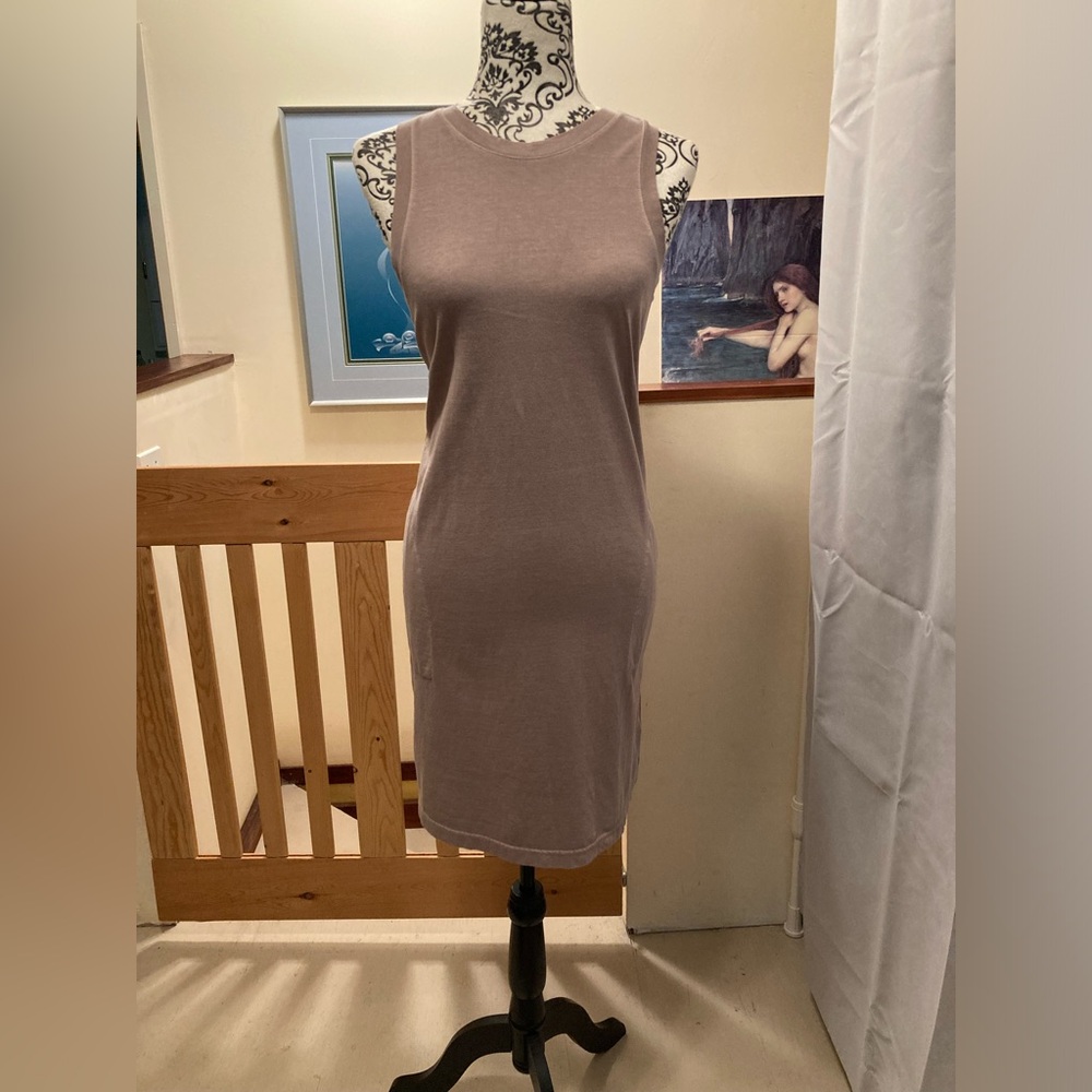NWOT Old Navy Sleeveless High Crew Neck Jersey Dress (Small) Taupe